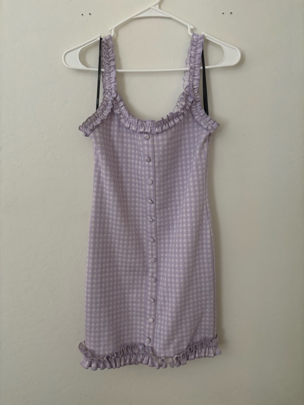 Forever 21 Lavender Gingham Ruffle Mini Dress Size S